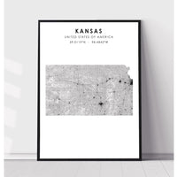 Kansas, United States Scandinavian Style Map Print  