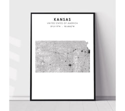 Kansas, United States Scandinavian Style Map Print  