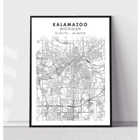 Kalamazoo, Michigan Scandinavian Map Print 