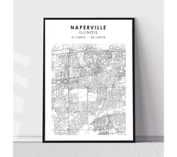 Naperville, Illinois Scandinavian Map Print 