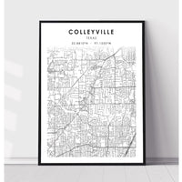 Colleyville, Texas Scandinavian Map Print 