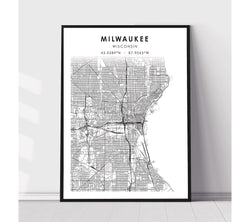 Milwaukee, Wisconsin Scandinavian Map Print 