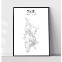 Phuket, Thailand Scandinavian Style Map Print 