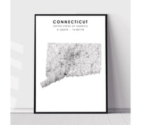 
              Connecticut, United States Scandinavian Style Map Print 
            