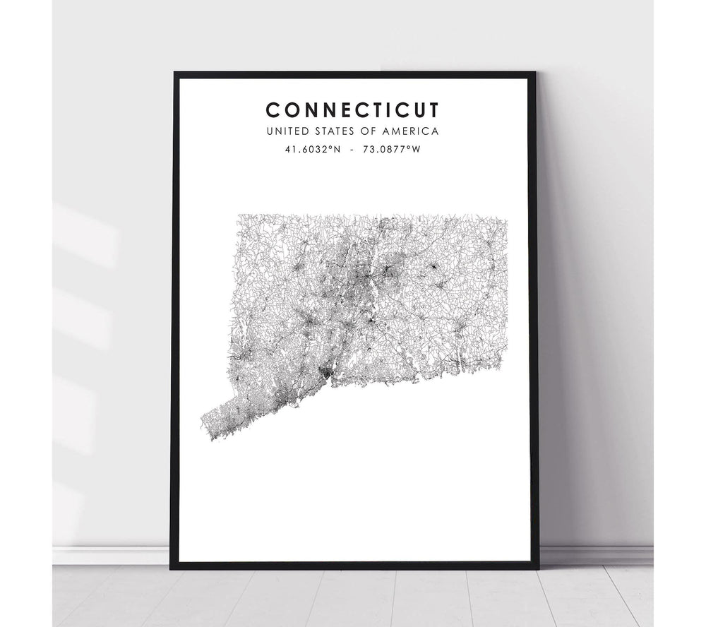 Connecticut, United States Scandinavian Style Map Print 