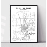 Chippewa Falls, Wisconsin Scandinavian Map Print 