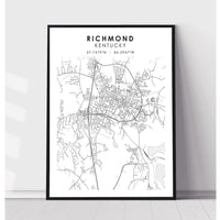 Richmond, Kentucky Scandinavian Map Print 