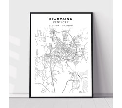 Richmond, Kentucky Scandinavian Map Print 