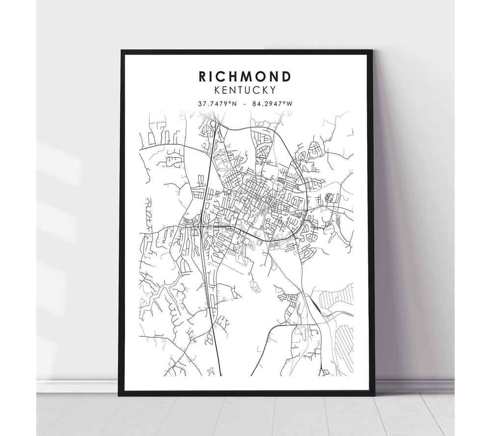 Richmond, Kentucky Scandinavian Map Print 