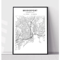 Bridgeport, Connecticut Scandinavian Map Print 