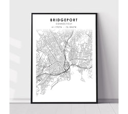 Bridgeport, Connecticut Scandinavian Map Print 