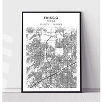 Frisco, Texas Scandinavian Map Print 