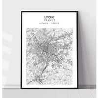 Lyon, France Scandinavian Style Map Print 