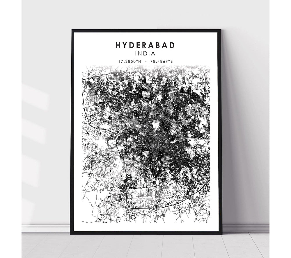 Hyderabad, India Scandinavian Style Map Print 