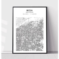 Mesa, Arizona Scandinavian Map Print 