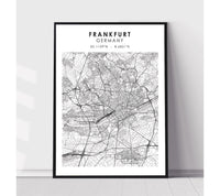 
              Frankfurt, Germany Scandinavian Style Map Print 
            