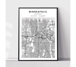 Minneapolis, Minnesota Scandinavian Map Print 