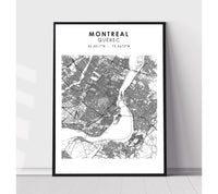 
              Montréal, Québec Scandinavian Style Map Print 
            