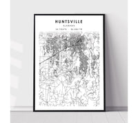 
              Huntsville, Alabama Scandinavian Map Print 
            