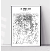 Huntsville, Alabama Scandinavian Map Print 