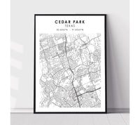 
              Cedar Park, Texas Scandinavian Map Print 
            