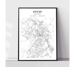 Dover, Delaware Scandinavian Map Print 