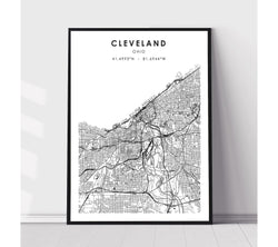 Cleveland, Ohio Scandinavian Map Print 