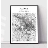 Bremen, Germany Scandinavian Style Map Print 