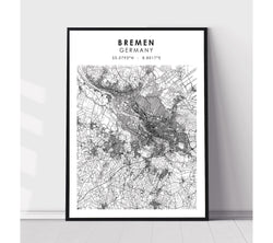 Bremen, Germany Scandinavian Style Map Print 