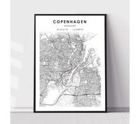 
              Copenhagen, Denmark Scandinavian Style Map Print 
            