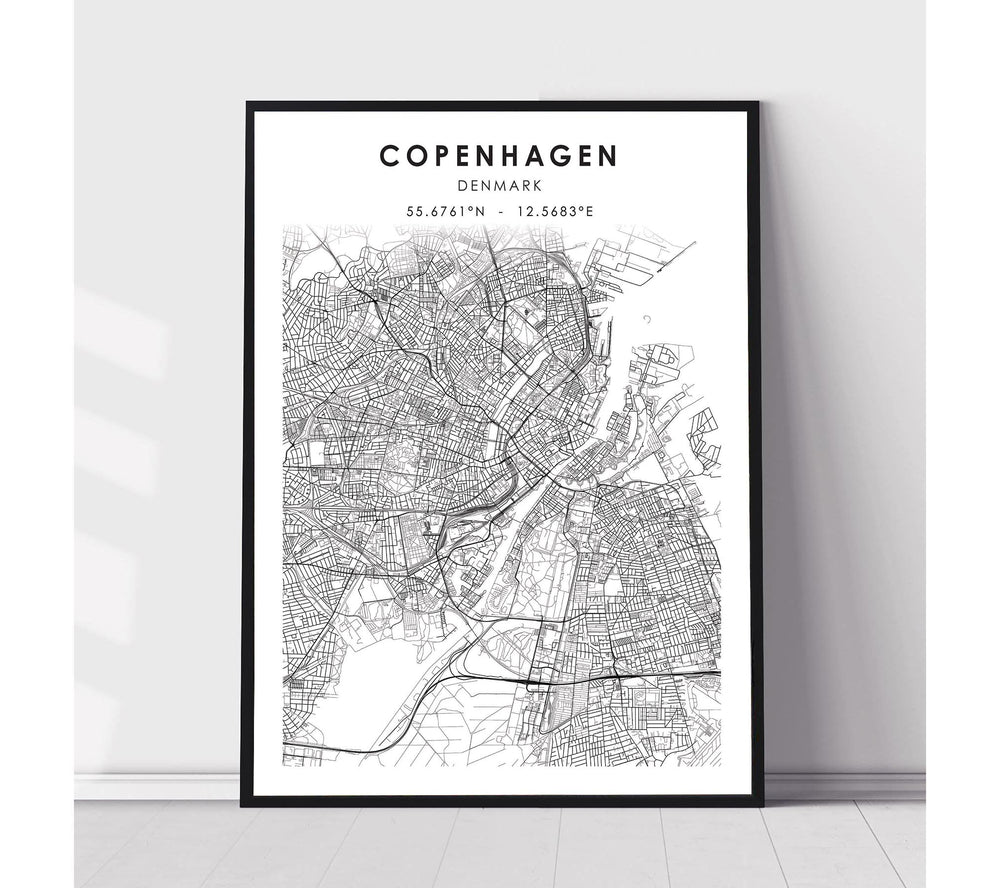 Copenhagen, Denmark Scandinavian Style Map Print 