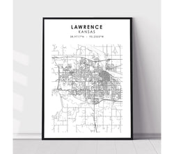 Lawrence, Kansas Scandinavian Map Print 