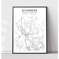 Blythewood, South Carolina Scandinavian Map Print 