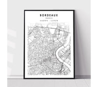 
              Bordeaux, France Scandinavian Style Map Print 
            