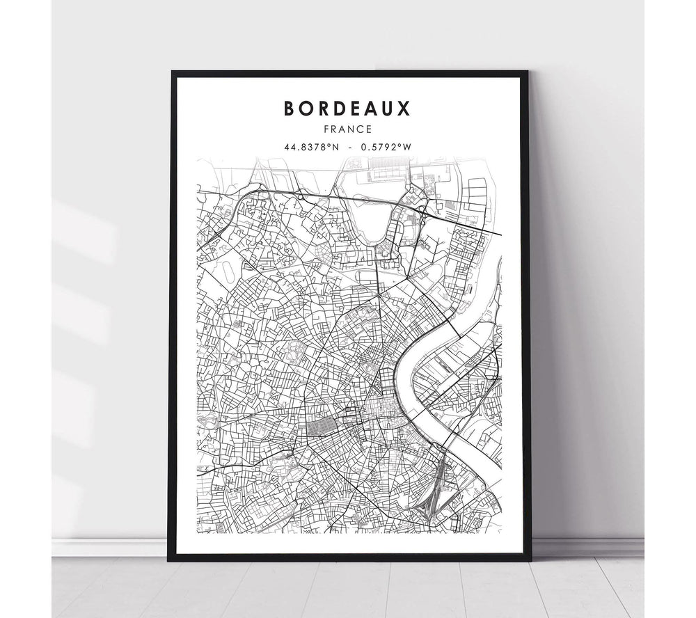 Bordeaux, France Scandinavian Style Map Print 