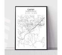 
              Cayey, Puerto Rico Scandinavian Style Map Print 
            