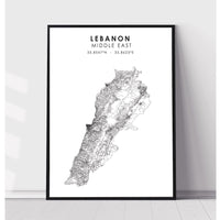 Lebanon Scandinavian Style Map Print 