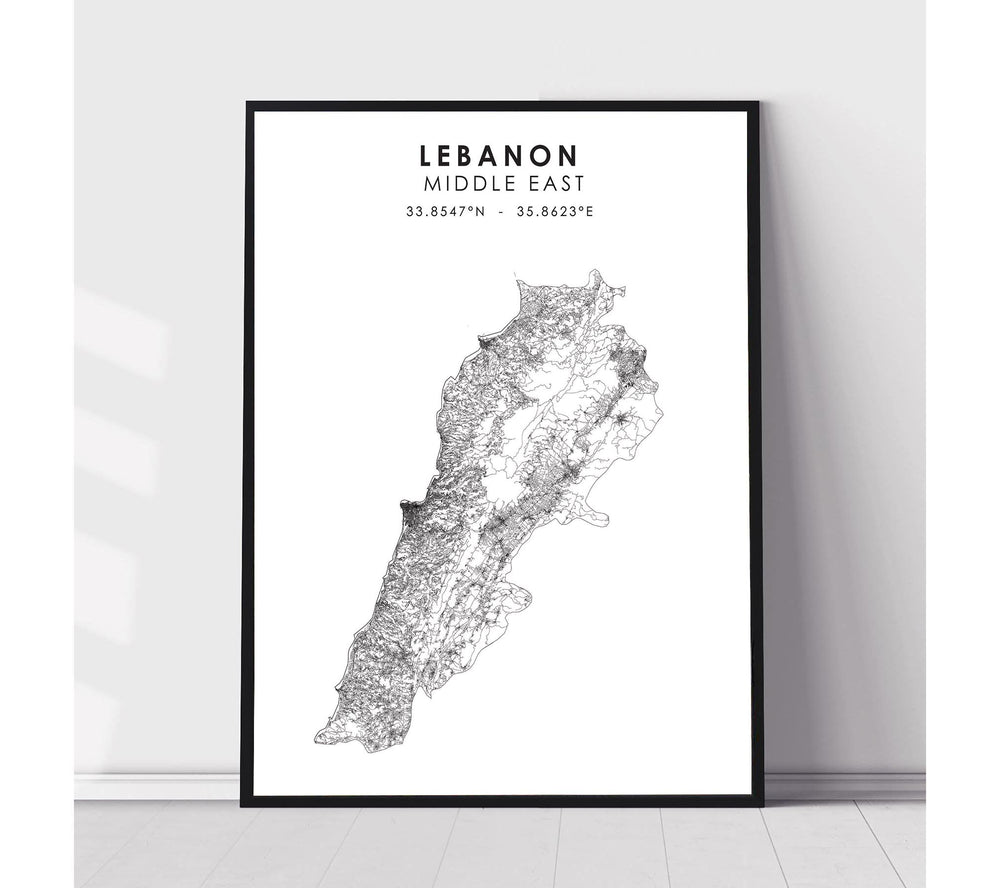Lebanon Scandinavian Style Map Print 