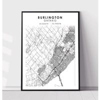 Burlington, Ontario Scandinavian Style Map Print 