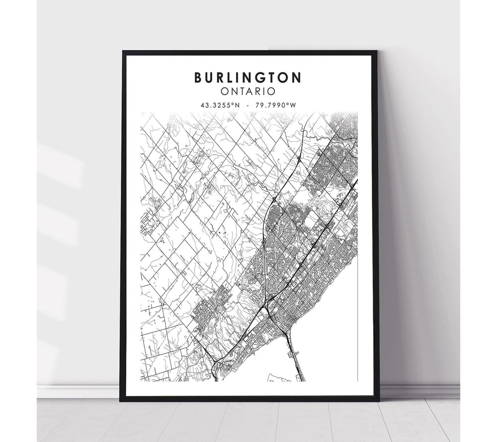 Burlington, Ontario Scandinavian Style Map Print 