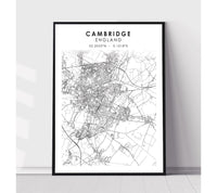 
              Cambridge, England Scandinavian Style Map Print 
            