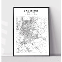 Cambridge, England Scandinavian Style Map Print 