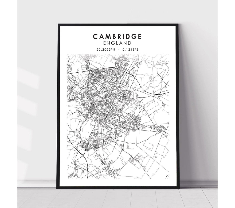 Cambridge, England Scandinavian Style Map Print 