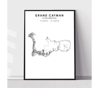 
              Grand Cayman, Caribbean Scandinavian Style Map Print 
            