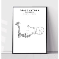 Grand Cayman, Caribbean Scandinavian Style Map Print 