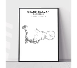 Grand Cayman, Caribbean Scandinavian Style Map Print 