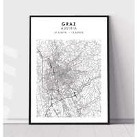 Graz, Austria Scandinavian Style Map Print 