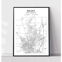 Beloit, Wisconsin Scandinavian Map Print 