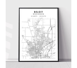 Beloit, Wisconsin Scandinavian Map Print 
