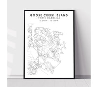 
              Goose Creek Island, North Carolina Scandinavian Map Print 
            